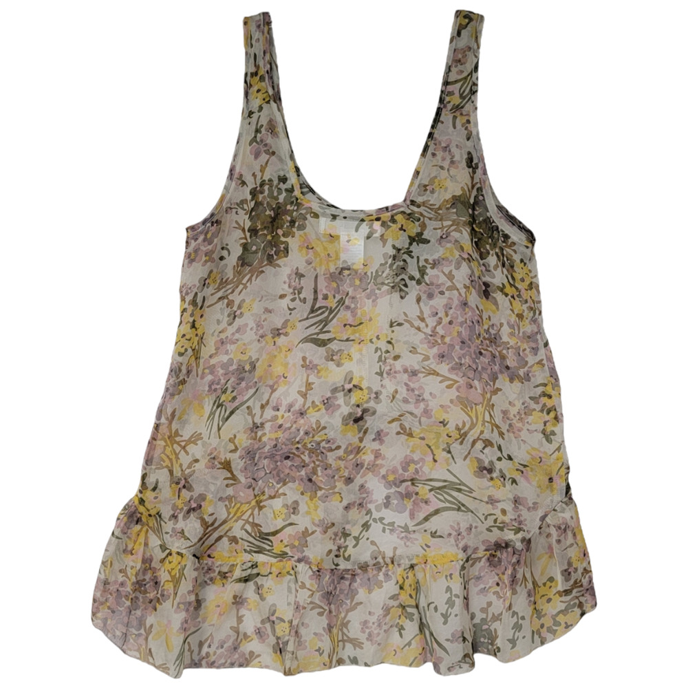 Band of Gypsies Floral Tank Camisole Lace Mesh Top Sleeveless Semi-Sheer Size XS